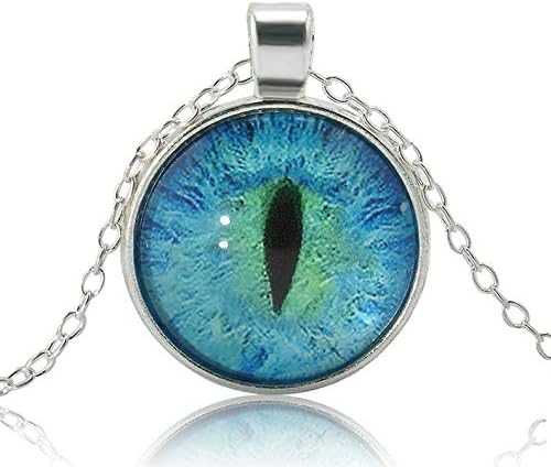 Hebel Quite Popular Colored Dragon Cat Eye Glass Cabochon Plated Pendant Necklace | Model NCKLCS - 32348 |