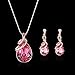Teniu Fashion Crystal Pendant Necklace Earring Set Rose Gold Jewelry Set for Women Girls (pink2)