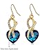 weel Gift! Gold Plated necklace Sets For Women Crystal Heart Necklace Earrings Jewellery Set Bridal Wedding Accessories (Blue)