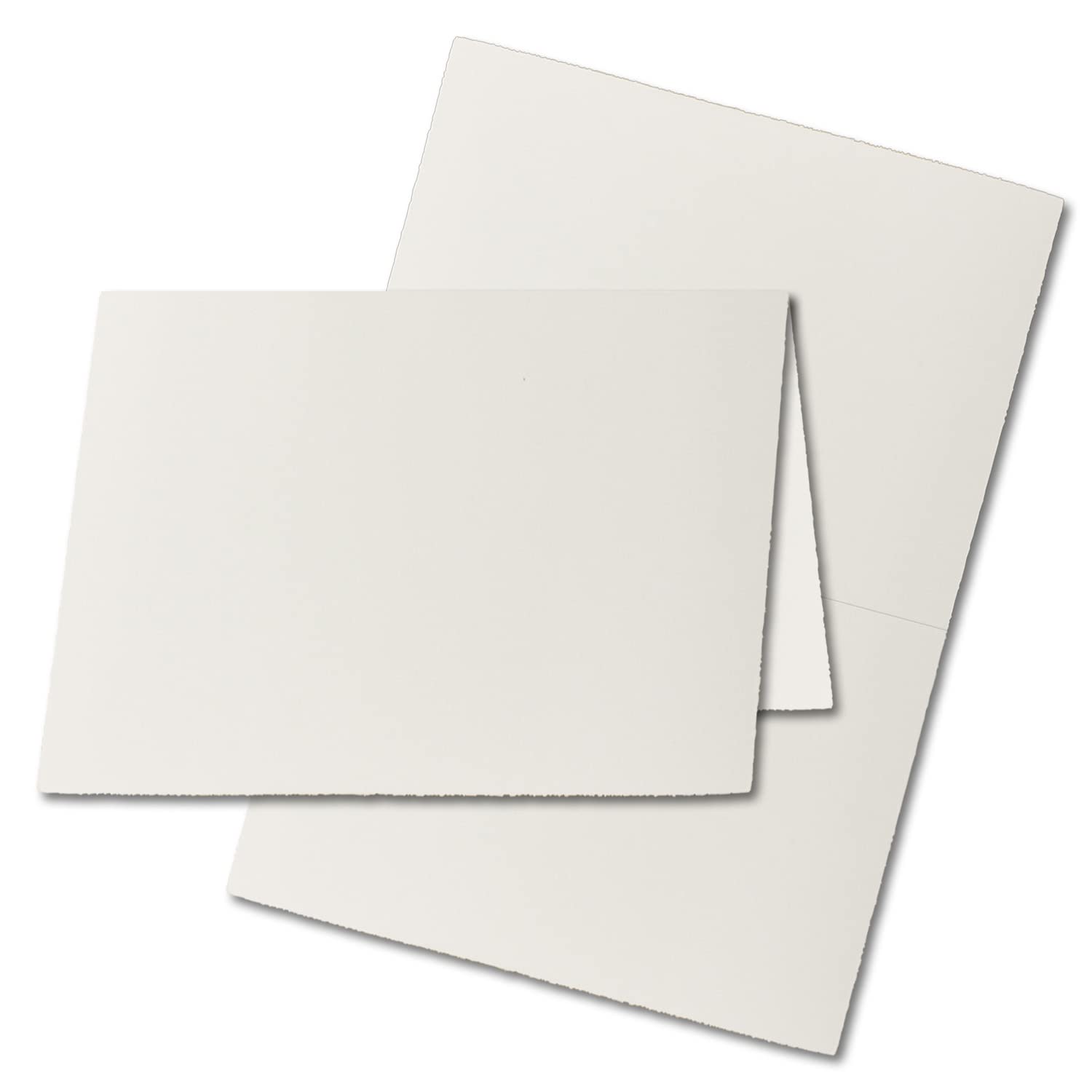 ZERKALL LAID A5 folded cards Hochdo Double Parent 25 Karten natural white