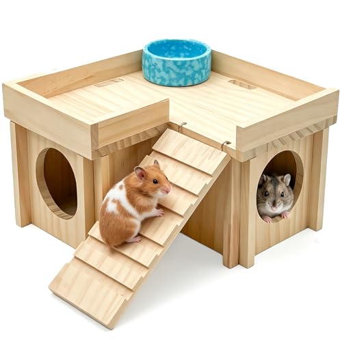 Acsist Multi-Chamber Wooden Hamster Hideout