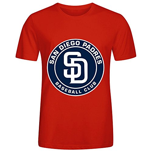 MLB San Diego Padres Team Logo Crew Neck Mens Cotton T Shirts Red