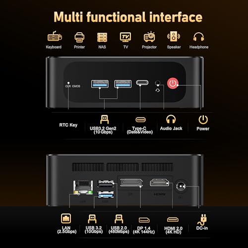 Beelink Mini PC, AMD Ryzen 5500U (6C/12T, Up to 4.0GHz), 16GB DDR4 500GB M.2 NVME SSD, Mini Computer Support 2.5G LAN/Triple Display/USB3.2/WiFi6/BT5.2 Home/Office Micro Desktop Computer