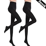 2 Pair of Womens 120 Denier Semi Opaque Solid Color Footed Pantyhose Tights, Black