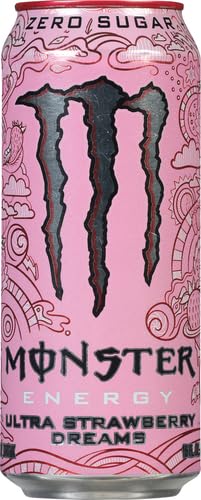 MONSTER ENERGY ULTRA STRAWBERRY DREAMS, SUGAR FREE ENERGY DRINK, 16OZ
