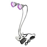 Dual Head Led Grow Light, Pathonor LED Plant Grow Lamps with Spring Clamp with Double on/off Switch and Gooseneck Arm Flexible Neck 360 Degree for Hydroponic Garden Greenhouse