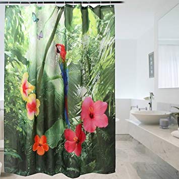 180 200cm 72 Inch Polyester Shower Curtain Parrot Waterproof