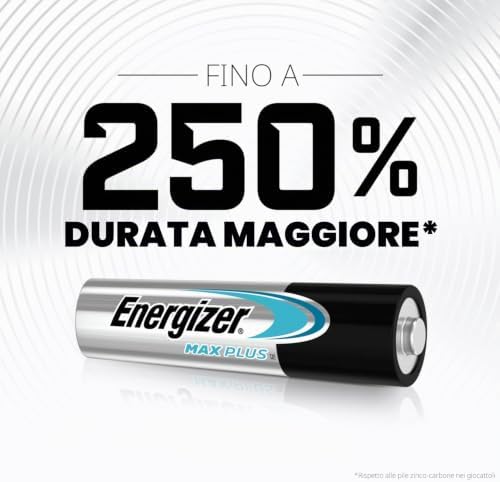 Max Plus - Pile AAA (Confezione da 10) Batterie Alcaline 1,5V - potenza che dura 130% di extra durata - 100% imballaggio riciclabile privo di plastica - 12 anni di conservazione