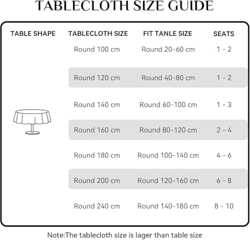 Softalker Outdoor Tablecloth Stain-Resistant Round 140 cm Diameter Beige Striped Jacquard Tablecloths Water Repellent Protects the Table for Dining Room, Kitchen, Birthday, Holiday, Party, Picnic, 1 Piece