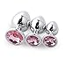 3 Pcs Anal Plug Training Sets Kit Beginner Starter Set, Luxury Jewelry Design Fetish Butt Plug Fantasy Sex S/M/L, Anal Sex Toy Metal-Plated Butt Anal Plugs for Sex Gamesthumb 2