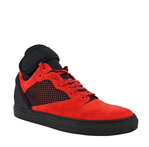 Balenciaga High Top Black/Red Suede Leather Sneakers 412349 6561 (IT 47 / US 14)