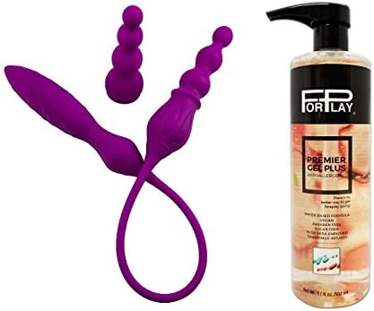 Adrien Lastic 2X Double Ended Massager with Remote Control and Free Premium Water-based Hypoallergenic Lubricant 17 Oz ForPlay Premier Gel