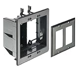 Arlington TVBU505BL-1 Recessed TV Outlet Box with Paintable Trim Plate, Black, 2-Gang