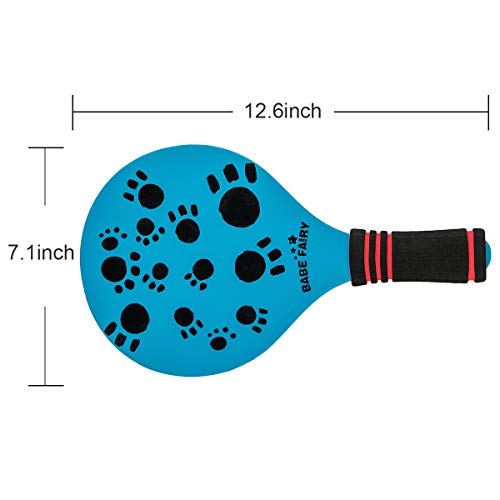 Babe Fairy Beach Paddles,Portable Net and Ball Set,Set Includes 2 Wood Beach Paddles + 4 Birdies + 2 Balls + 1 Mesh Carry Bag(Red)