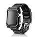 For Apple Watch Band Silicone, Maxjoy 42mm iWatch Bands with Protective Case Shockproof Rubber Replacement Strap with Metal Buckle Clasp for Apple Watch Series 3/2/1, Nike Sport Edition, Men Black