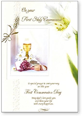 Biglietto Di Auguri Per La Prima Comunione Calice Gigli E Uva 19 1 X 13 3 Cm Amazon It Casa E Cucina
