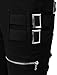 uxcell Men Casual Slim Fit Punk Gothic Pockets Patch Buckle Zipper Pants Trousers Black 30
