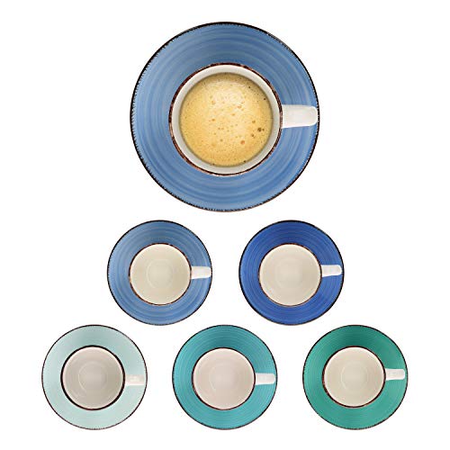 MamboCat 12tlg Kaffee-Geschirr-Set Blue-Curacao I Tee-Service pflegeleicht 6 Personen I 12-er Vintage Kaffee-Tee-Gedeck… – Bild 6