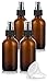 4 oz Amber Glass Boston Round Fine Mist Spray Bottle (4 Pack) + Funnel for Essential Oils, Aromatherapy, Food Grade, bpa Free