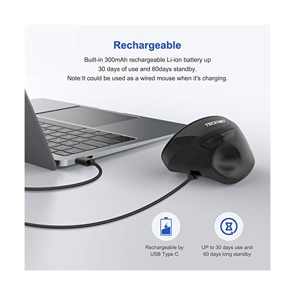 TECKNET-Ergonomic-Rechargeable-Mouse-24G-Wireless-Vertical-Mouse-with-5-Adjustable-DPI-8001200160020002400-for-Computer-Laptop-Black TECKNET Ergonomic Rechargeable Mouse, 2.4G Wireless Vertical Mouse with 5 Adjustable DPI (800/1200/1600/2000/2400) for…