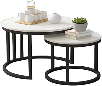 Desks DD Side Table, 2 Nesting End Tables, Solid Wood Living Room Furniture, Sofa Snack Table，Balcony Coffee Table -Workbench (color : White)