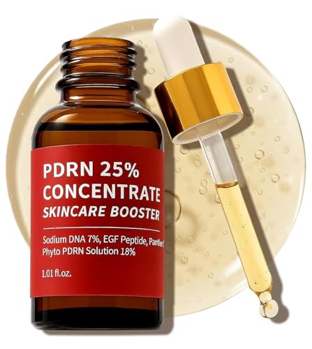 Salmon DNA PDRN 250,000 ppm Concentrate Skincare Booster - Microneedling Serum w/EGF Peptide & PDRN 25% Growth Factor - Anti-Aging Face Serum with Panthenol 1 Fl Oz Korean Skincare
