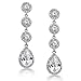 Classic Bridal Jewelry Fashion Statement Triple Round Pave CZ Halo Long Linear Pear Shape Dangle Teardrop Chandelier Earrings For Women Wedding Prom Silver Plated