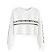 Zulmaliu Girl Sweatshirt, Fashion Letter Print Long Sleeve Crop Top Hoodies Black