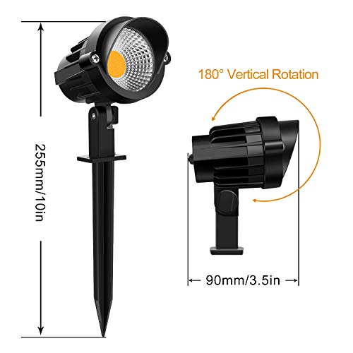 MEIKEE 6W LED Gartenleuchte mit Erdspieß 85-265V/AC Warmweiß 2700K 500LM Gartenstrahler IP66 Wasserdicht für Strauch… – Bild 3