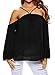WLLW Women Chiffon Off Shoulder Long Sleeve Halter Neck Shirt Blouse Tops,Black,US XL