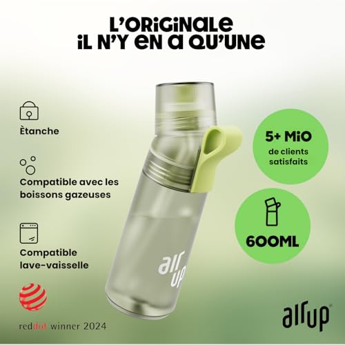 air up Twist Pro Discovery Set with 5 Pods I Bottle 600 ml Sugar Free Flavours Dishwasher Safe BPA Free Colour Green