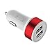 Dual Port USB Car Charger, Fosmon High Speed (2.4A + 1.0A) USB Car Charger for Apple iPhone 7/7 Plus/SE, Galaxy S7/S7 Edge, Note 5, Google Pixel, Moto G4 Plus, HTC 10, LG V20/G5 (White/Red)