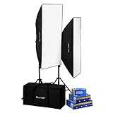 Fotodiox Pro CFL50120 Compact Studio Continous Fluorescent Softbox Lighting Kit for Film, Video and Photography; 2 Light (8 Bulb) 20in x 48in Light Kit - Includes 2x (4 Bulb) Lights, 2x Stands, 2x 50cm x 120cm Softboxes, 8x 30w CFL Bulbs & Carrying Case