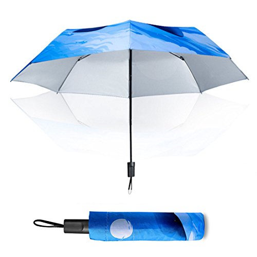 YUENA CARE Windproof Umbrellas Travel Tri-fold Sunscreen Ocean Whale Umbrella - Thumbnail 3