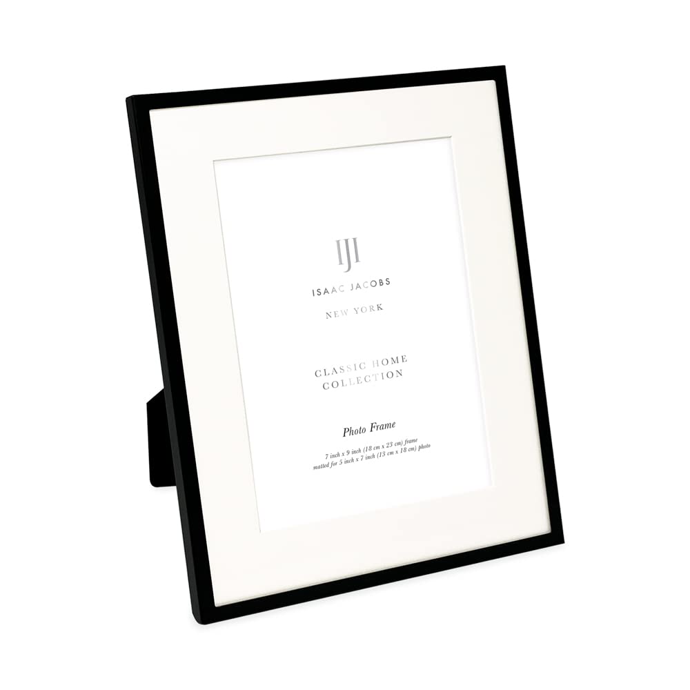 Photo 1 of Isaac Jacobs 7x9 (Matted 5x7) Black Metal Picture Frame, Classic Metal Photo Frame Made For Tabletop & Hanging Display, Home and Office Décor, Photo Gallery and Wall Art (7x9 (Matted 5x7), Black)