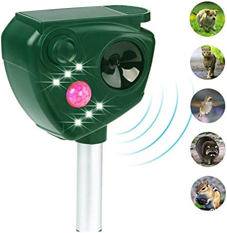 FAYINWBO solar waterproof outdoor animal repeller for cats, dogs, squirrels, moles, raccoons, etc. Motion sensor flash insect repeller. Protect garden, lawn