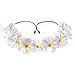 RoyaLily Hawaii Beach Luau Party Tie Back Headband Plumeria Boho Flower Halo Crown (White Yellow)
