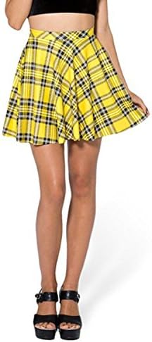 Womens Girls Plus Size Plaid Print Pleated Skater Mini Skirts