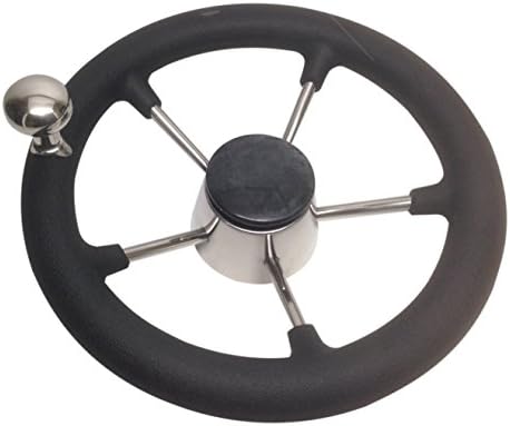 Pactrade Marine Boat Stainless Steel Steering Wheel with PU Sleeve Control Know, Black