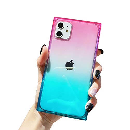 iPhone 11 Square Case,Tzomsze Clear Case Cute Gradient Slim Silicone