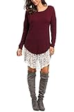 Zeagoo Women's Lace Oversized Knit Sweater Shirtdress Pullover Tunic Tops