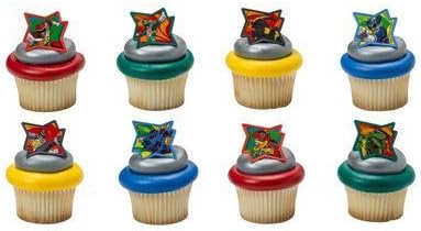 Power Rangers Dino Charge Cupcake Topper Rings - Set of 12 by Sweetn Treats