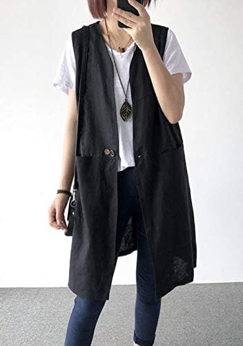 Shuming ロング ベスト レディース ゆったり 麻ベスト 無地 カジュアル アウター 夏 大きいサイズ 綿麻 サマージャケット 冷房対策 リネン ベスト 黒 B07tdff395 1 6円 セール開催中最短即日発送 新作 人気 送料無料 激安 お買い得 キ フト
