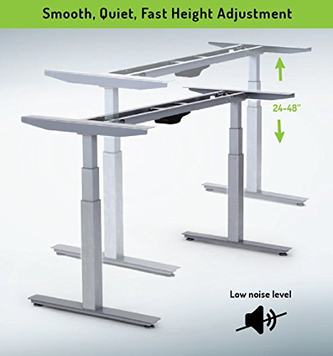 Rise Up Electric Adjustable Height & Width Standing Desk Frame. Ergonomic Sit to Stand Office Desk with 2 Motors. Programmable Memory Height Settings
