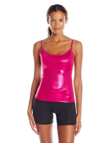 Gia Mia Dance Women's Metallic Camisole Yoga Jazz Hip Hop Costume Performance Team, Lipstick, L