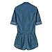 Lisli Women Long Sleeve Denim Jeans Jumpsuit Bodysuit Shorts Romper Playsuit (L)