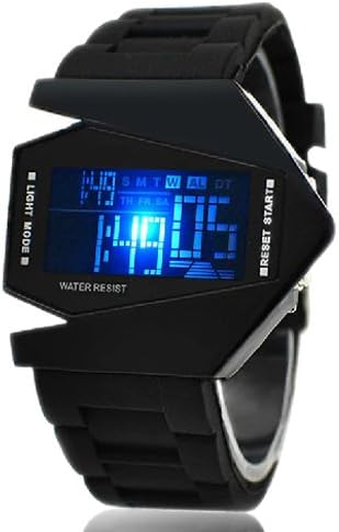 Men‘s Watch Sports Watch LED Digital Watch Chronograph Calendar Stealth Aircraft Silicone Strap Wrist Watch Cool Watch Unique Watch Fashion Watch
