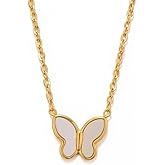 LAPRECIEUZ DE ARTHES JEWELRY 18K Yellow Gold Filled Butterfly Pendant Necklace with Cubic Zirconia for Women 18" – Non Tarnish, Hypoallergenic, Dainty Everyday Necklace, Gift for Her, Waterproof Stainless Steel Jewelry