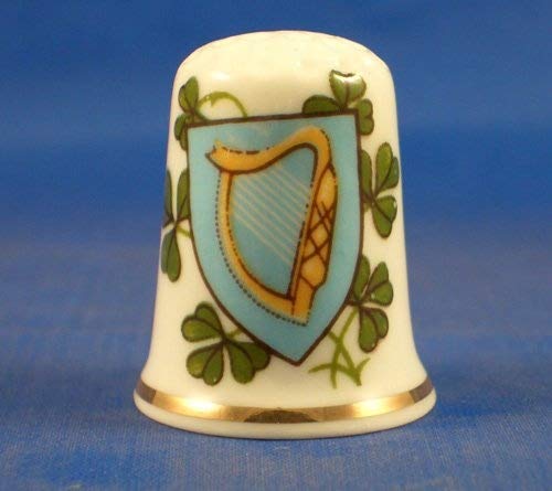Porcelain China Collectable Thimble - National Emblem of Ireland -- Free Gift Box