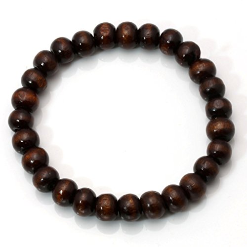 Eigso 4 Pcs 8mm Wood Beads for Mala Prayer Meditation Wrist Bracelet Elastic 7-7.5"